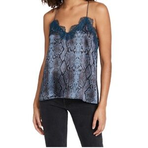 Worn once Cami NYC size L racer charmeuse camisol in blue and black snakeskin